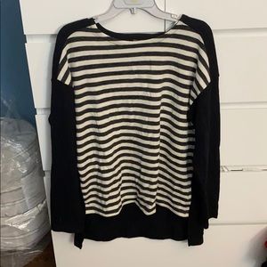 Black and white striped long sleeve sweater